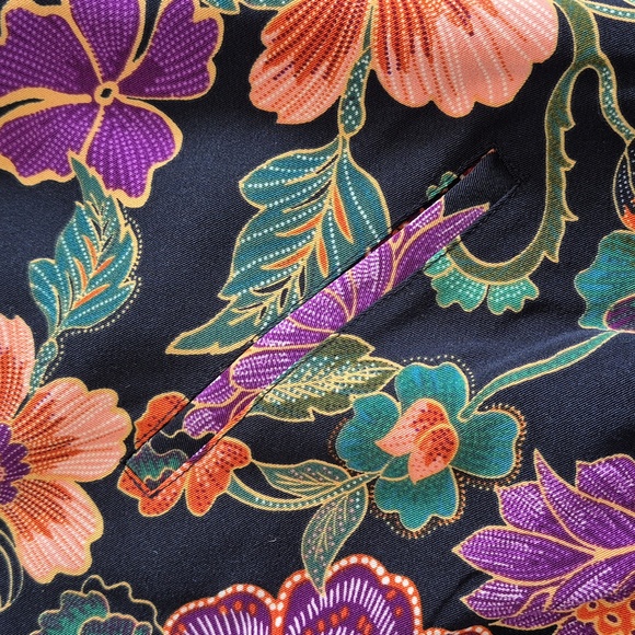 Susan Graver Navy Bomber Jacket with Multicolor Floral Print - Picture 4 of 8